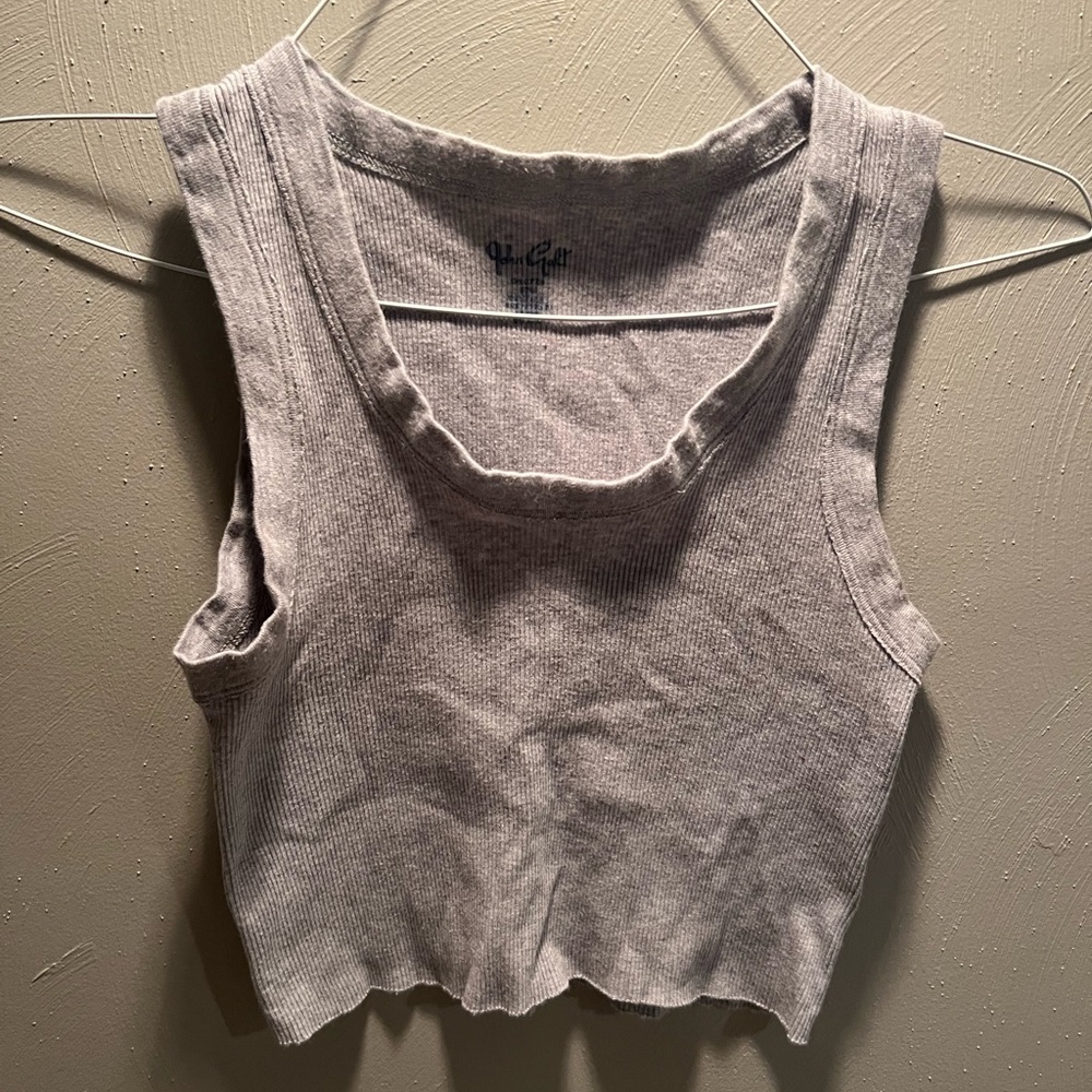 Gray Ribbed Tank Top